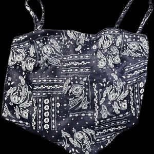 Navy 1990s Wearever Paisley Bandana Top
